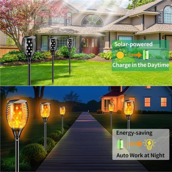 43'' Large Solar Torch Lights Flickering Flames Torches, Waterproof - Picture 3 of 7